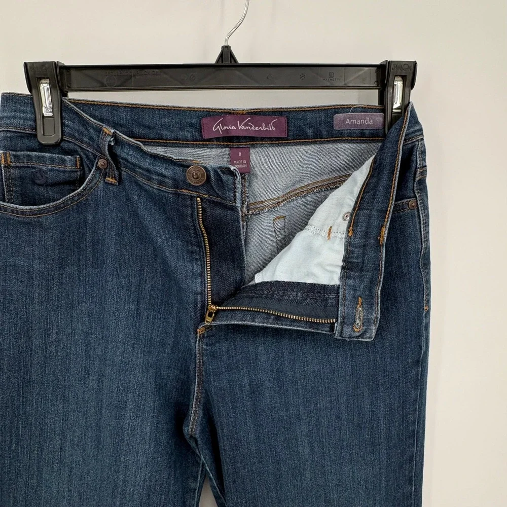 Gloria Vanderbilt Amanda Jeans Womens 8 Average Dark Wash High Rise Tapered‎ Leg